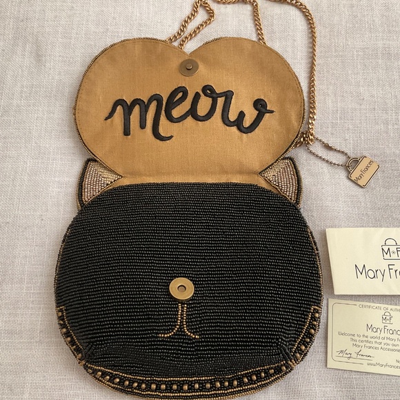 NEW Mary FrancesWhisker Beaded Cat Crossbody Clutch Bag - Picture 3 of 12